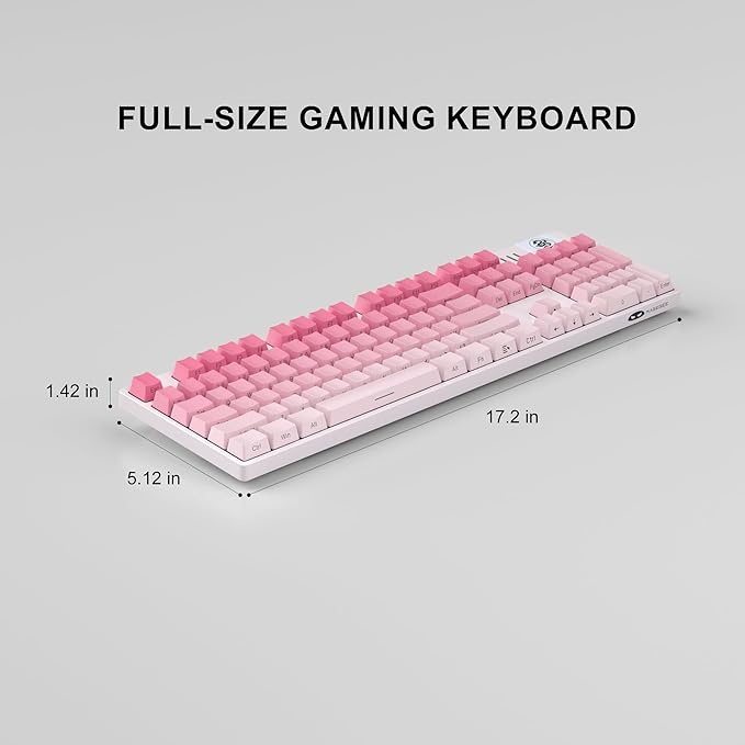 MageGee MK-Storm Mechanical Gaming Keyboard 104 Keys Wired Light Up Keyboard with Linear Red Switch RGB Backlit Side-Printed Keycaps N-Key Rollover for Laptop Desktop PC (Gradient Pink)