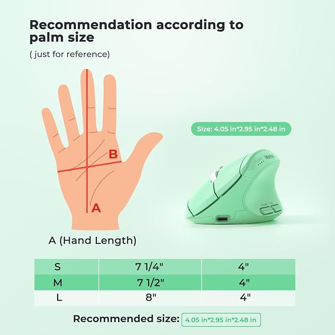 MEETION Ergonomic Wireless Mouse Bluetooth Vertical Rechargeable Mice 4 Adjustable DPI 800-2400 Bluetooth 5.2+5.2+USB Mouse for Windows/Mac for Laptop/PC/Desktop/Computer/iPad -Green