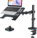 RGB 2 in 1 Laptop Monitor Desk Tray with 3 USB Ports Charging and USB Data Transfer Adjustable laptop stand for 13 to 32 Screen and 11-17” Laptop Holds 18lbs/Arm 75x75/100x100 VESA C-Clamp
