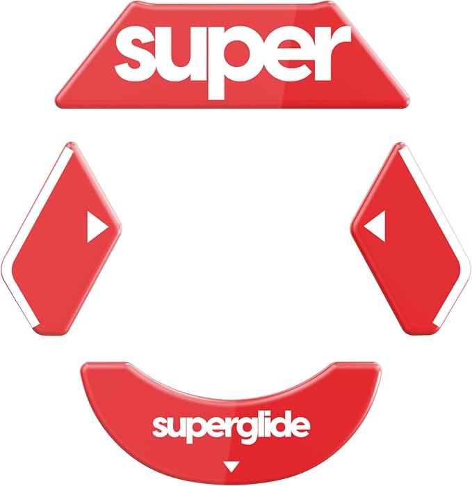 Superglide2 - New Controllable Speed Textured Surface Smoothest Mouse Feet/Glides Made with Ultra Strong Glass Smooth and Durable Sole for Logitech G900/903[RED]