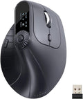 SANWA Ergonomic Vertical Mouse with LED Screen Knob Control 5 Programmable Buttons 57° Angle 4-Device Connect(2.4G /Bluetooth/Wired) 800-2400 DPI Rechargeable Mice for Windows Mac Laptop PC
