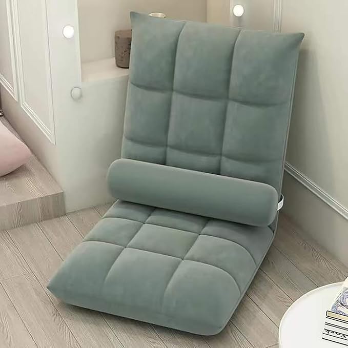 NaKeah Floor Chair with Back Support Folding Sofa Chair with 5 Adjustable Position Padded Sleeper Bed Couch Recliner Floor Gaming Chair Meditation Chair for AdultsA
