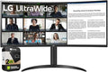 LG 34WR55QK-B 34 inch Curved UltraWide WQHD HDR 10 100Hz Monitor with USB Type-C (Renewed) Bundle with 2 YR CPS Enhanced Protection Pack