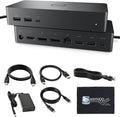 UD22 Dell Docking Station Dual Monitor Bundle - USB-C/USB-A Universal Dell Dock for Laptops Comes with 130W Adapter + Anyhdd HDMI DisplayPort USB-C Cables &amp Cloth - Supports Dual/Triple/4 Monito