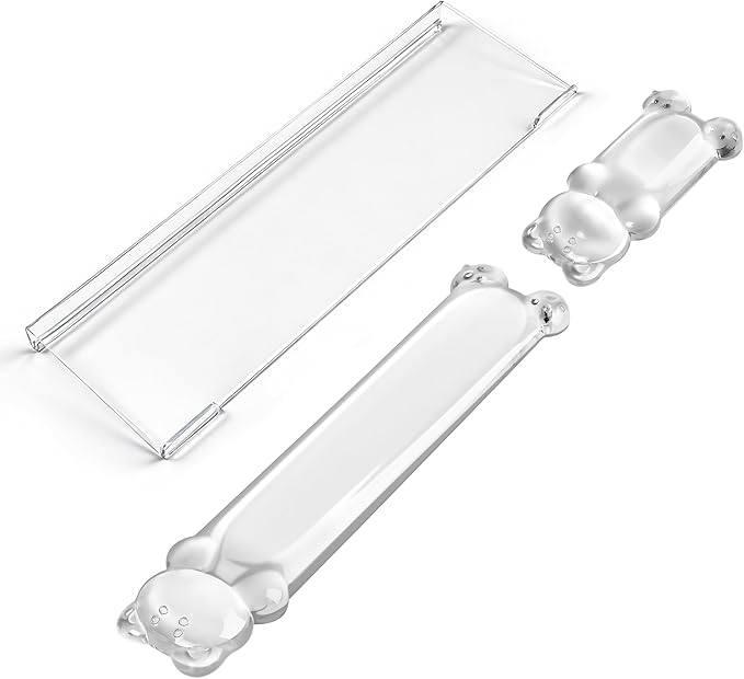 16.9inch Computer Keyboard Stand for Desktop Gel Keyboard Wrist Rest Set for Ergonomic Typing Comfort &amp Support for Office Work Gaming (Cute White Bear)