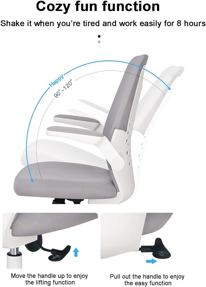 Office Chair Gaming Chair Computer Chair Ergonomic Computer ChairFabric Office Chair Upholstered Adjustable Desk Chair with Flip-up Armrestfor Work or Gamer at HomeModern Executive Chair
