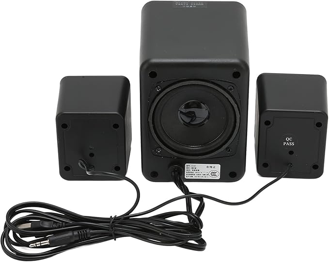 Sanpyl Computer Speaker Deep Bass High Power 2.1 Channel Desktop Speaker for Music LoversRed (Black)