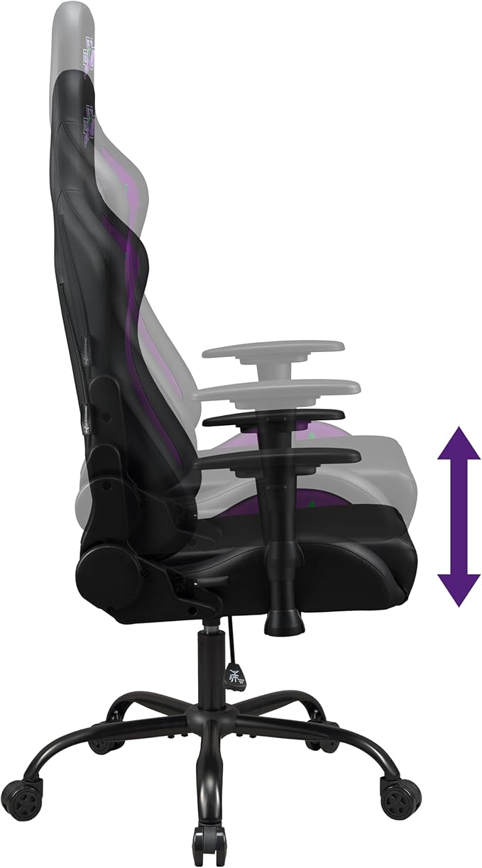 Joker - Gaming Chair or Office Chair Adult Gamer Chair Comfortable seat Integrated headrest Adjustable armrests and Height Ergonomic backrest - Black