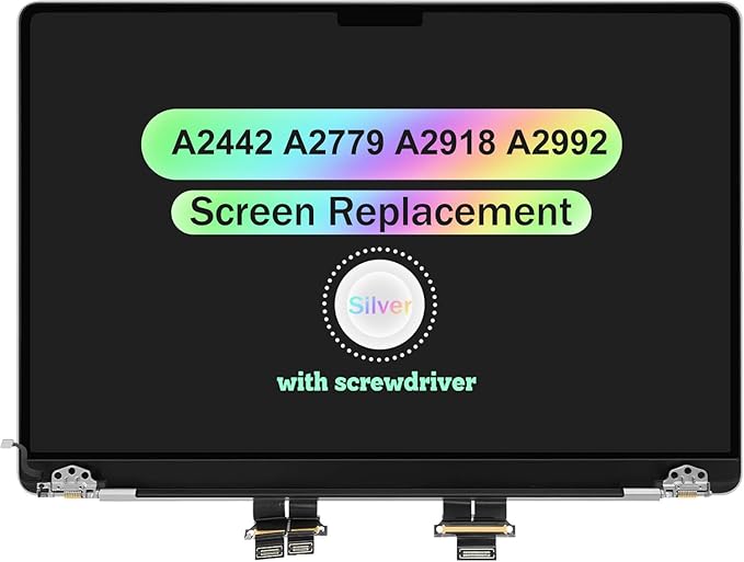 Screen Replacement for MacBook Pro A2442 A2779 A2918 A2992 Retina M1 M2 M3 2021 2023 EMC 3650 EMC 8102 EMC 8304 EMC 8407 Retina Full LCD Display Assembly 14.2 3024 x 1964 (Silver)