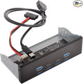 Cablecc USB-C &amp USB 3.0 HUB 4 Ports Front Panel to Motherboard 20Pin Connector Cable for 5.25 CD-ROM Bay