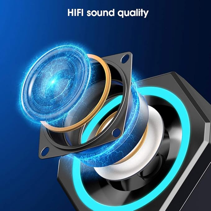 Mini Audio Speaker Mini Subwoofer for Desktop Laptops and Mobile Phones Laptop Desktop USB Wired Small Subwoofer with Ice Blue Light