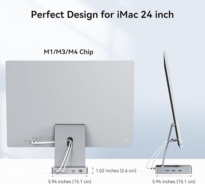13-Port USB C Hub for iMac 24 inch 2021/2023/2024 iMac Accessories for iMac M1/M3/M4 iMac USB Hub with 5 USB-A &amp 2 USB-C 3.0 Ports 4K@60Hz HDMI 1Gbps Ethernet SD/TF M.2 NVME SSD (Not Include