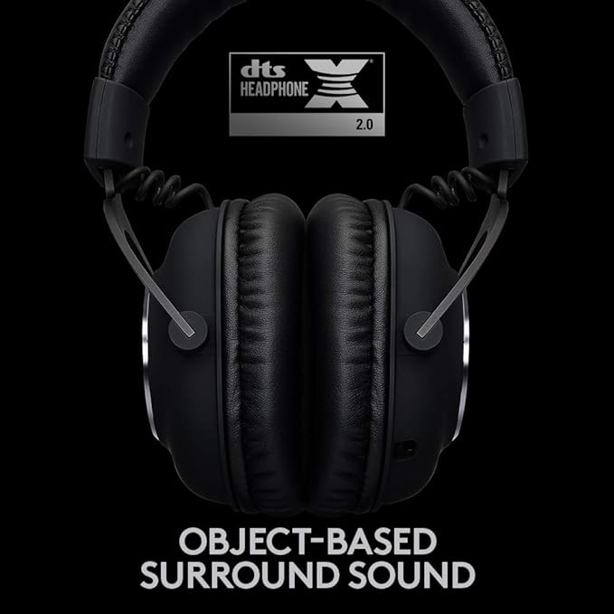Logitech G PRO X Wireless Lightspeed Gaming Headset with Blue VO!CE Mic Filter Tech 50 mm PRO-G Drivers and DTS Headphone:X 2.0 Surround Sound 20+ Hour Battery Life - Black