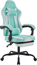 Gaming Chair with Footrest Green Ergonomic Computer Office Chair with High Back Video Game Chair with Massage Lumbar Support for Adults