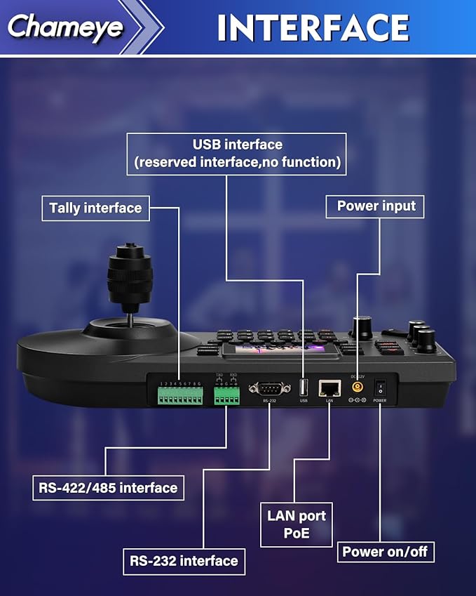 Chameye 4K PTZ Camera 20x Optical Zoom HDMI PTZ Camera 4K for Church Worship Conference Education Events IP PTZ Controller PoE 4D Joystick C420x2+E300