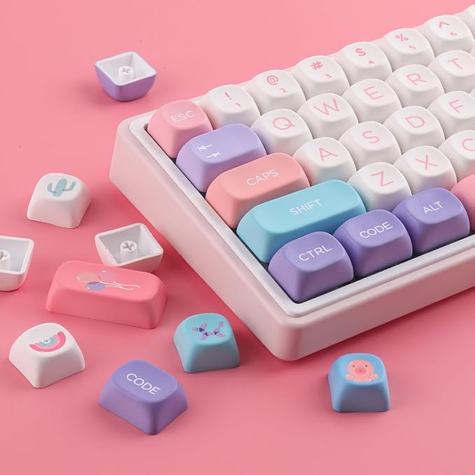 PBT Keycaps 126 Keys MOA Profile Keycaps Dye-Sublimation Balloon Cute Keycap Custom Keycap Set for Cherry Gateron MX Swithes Mechanical Keyboards