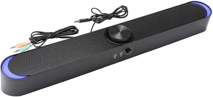 Desktop Speakers 15° Bevel Design 3.5mm Jack Wired Mini Computer Speaker with Double Sound Guiding Holes (Black)