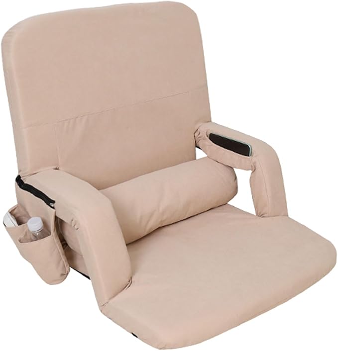 Gaming Chair Floor Made of Cotton and Linen High-Density Sponge Filling Floor Seat Indoor Chaise Lounge with 5 Adjustable Positions Wide Armrest Design(Brown90 * 55 * 8CM)