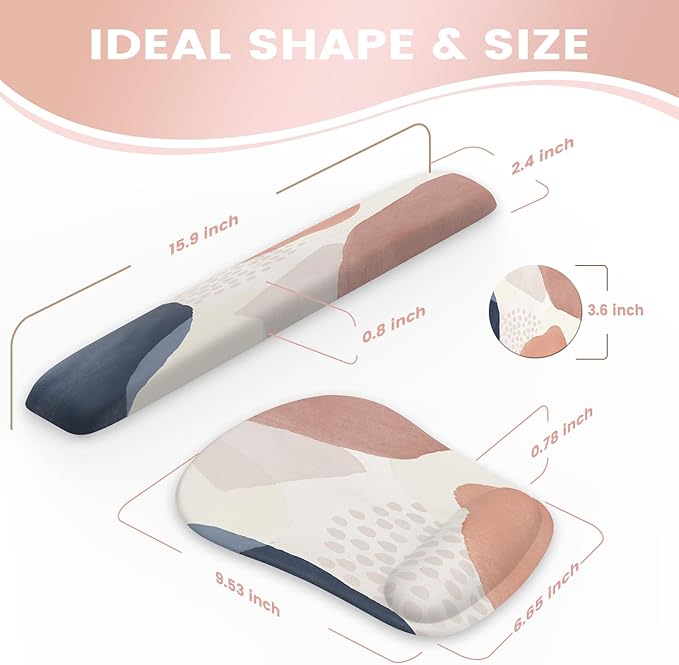 HAOCOO 4 in 1 Mouse Pad with Wrist Rest Set Desk MatGaming Mouse Pad Wrist Support and Keyboard Wrist RestNon Slip Keyboard Mat for Home OfiicePink Boho