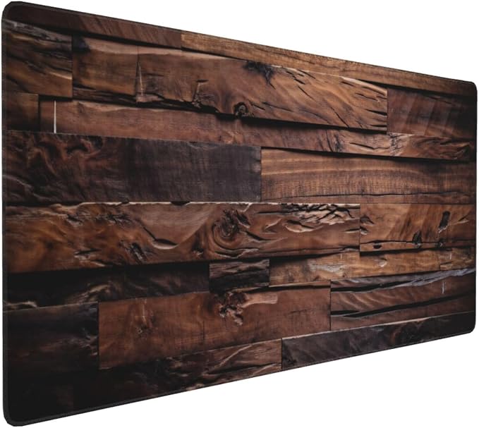 Dark Wood Texture Large Gaming Mouse Pad 35.5 X 16 Inch Extended Desk Mat for Keyboard and Mouse Waterproof Computer Mousepad with Stitched Edges &amp Non-Slip Base