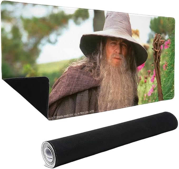 The Lord of The Rings Gandalf The Grey Character Large Gaming Mouse Pad Desk Mat with Stitched Edges Non-Slip Base for Gamer Home and Office 31.5 x 15.7