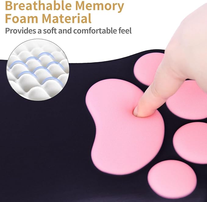 L-SPOUTTO Ergonomic Mouse Pad with Wrist Rest and Keyboard Wrist RestCute Comfortable Computer Mouse Pad Wrist Support Pain Relief Mousepad with Non-Slip PU Base for Desk Laptop Gaming OfficeBlack