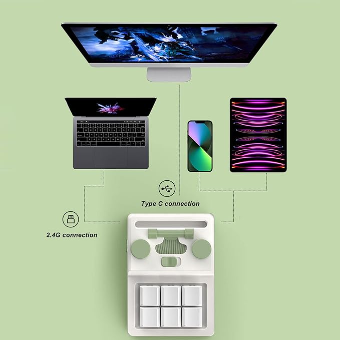 Dilwe Retro USB Mini 6 Keys Keypad Mechanical Gaming Keyboard RGB Backlit Bluetooth Hot Swappable Macro Programmable Keyboard Red Switch for PC Gaming