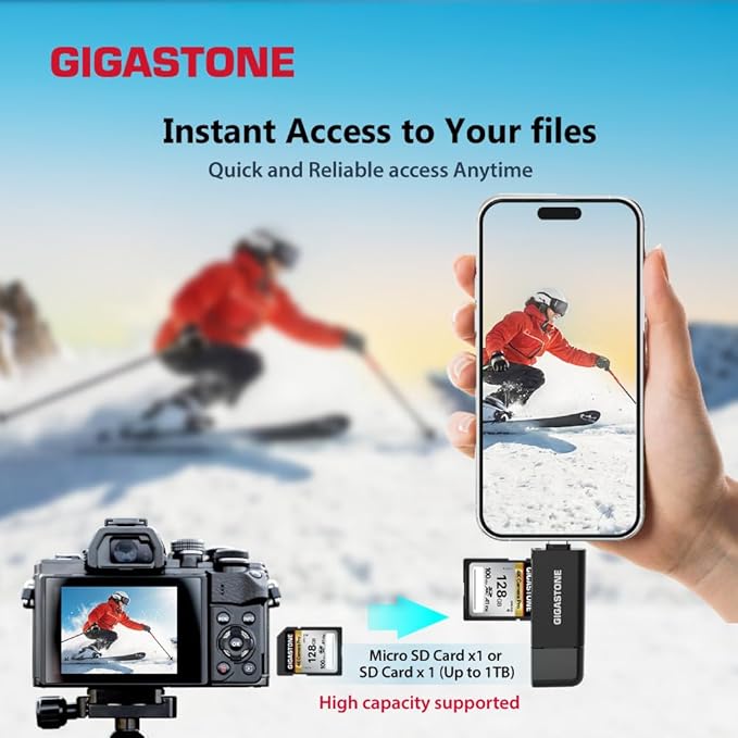 GIGASTONE SD Card Reader 5-Pack 5-in-1 USB-A/USB-C Card Reader Dual Slot for SD/Micro SD/SDHC/SDXC Compatible with Laptop PC iPhone16/15 MacBook Pro/Air iPad Pro Android