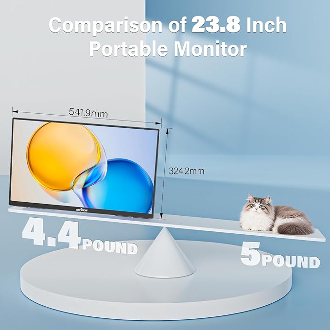 Innoview 23.8” 4K Large Portable Monitor UHD (3840*2160) 100%sRGB IPS Speakers USB-C HDMI Work Home Second Monitor W/180°Adjustable Stand for Laptop Desktop Macbook Phones Tablet PS5/4 Switch