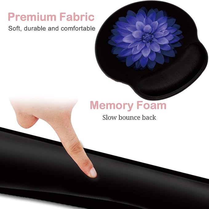 Keyboard Wrist Rest and Mouse Pad with Wrist Support Ergonomic Gel Mouse Pad Coaster Comfortable Lightweight for Easy Typing Pain Relief Memory Foam Keyboard Mousepad SetPurple Flowers