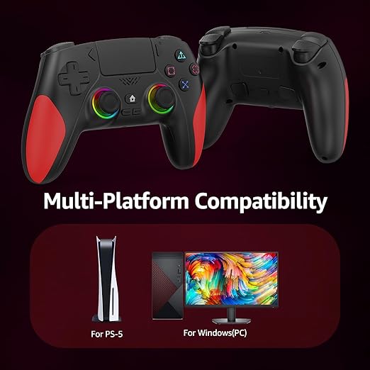 Kamylorus Wireless Controller for PS-5/PC Gaming Controller for PC with Hall Effect Programmable/Remap/Turbo 3.5Mm Audio Jack Dual Vibration 6-Axis Motion Control Gamepad with Speaker