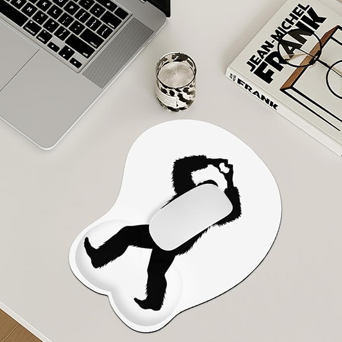 Mousepad Bigfoot Heart Hands Sasquatch Love Gesture Ergonomic Wrist Support Non-Slip Base Mouse Mat with Wrist Rest Computer Mousemat for Desk Work Accessories Pad