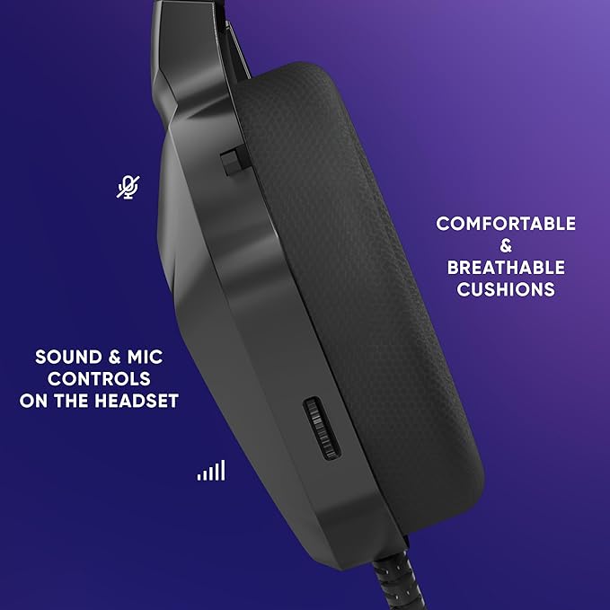 Oniverse Wired Gaming Headset with Adjustable Microphone Compatible with PS5 PS4 Switch Xbox PC Mac LED Gaming Headset 50mm Speakers Comfortable and Breathable Wired Jack – Meteor (Carbon Black)