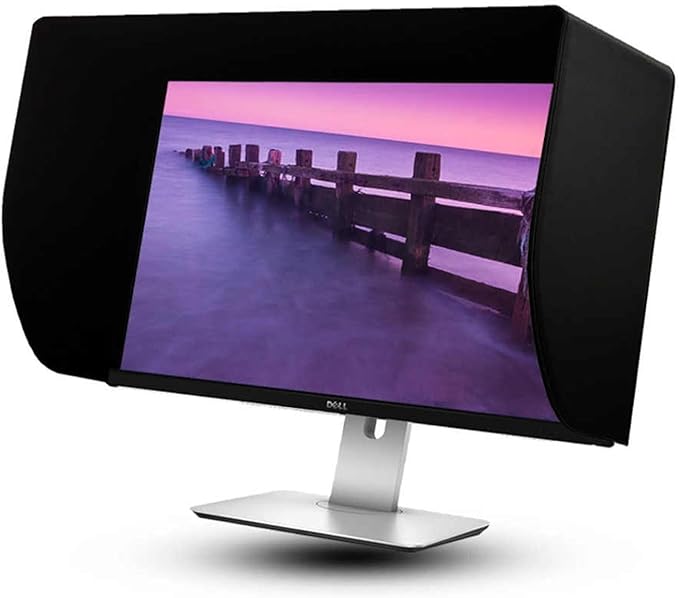 Leather Monitor HoodAdjustable Monitor Hood SunshadeAll-Sides Coverage Display Sun VisorSuitable for 19-32 Inch Universal Hood of All Brands(27E/28in (Ultra-Narrow Bezel))