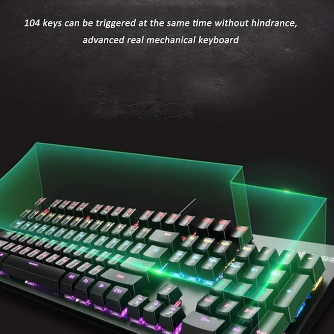 Mechanical Gaming Keyboard Wired Backlit Keyboard Anti-ghosting Gaming Keyboard Full Size Ergonomic Standard Keyboard for Desktop Computer PC (Black)