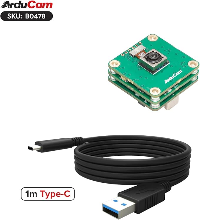 Arducam USB 3.0 Camera 120fps High-Speed USB Camera Module IMX586 48MP High-Resolution Webcam with 78°(D) Motorized Focus Lens and Metal Case Compatible with Windows and Linux OS