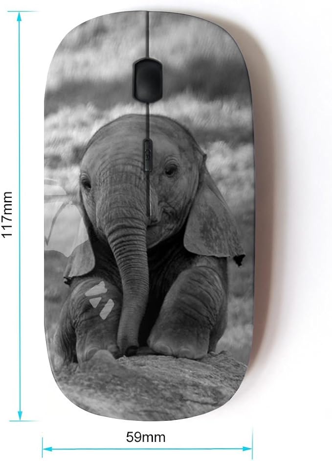 Graphic4You Cute Baby Elephant Animal Design Ergonomic Wireless Mouse with Nano Receiver