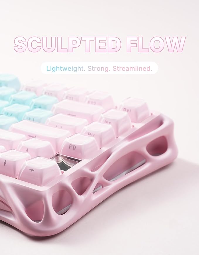GravaStar Mercury K1 Lite 75% Gaming Keyboard 2.4GHz/BT/Wired Tri-Mode Wireless Keyboard Gasket Hot Swappable Mechanical Keyboard Pre-lubed Linear Switches Jelly Keycaps RGB Backlit (Aurora Mist)