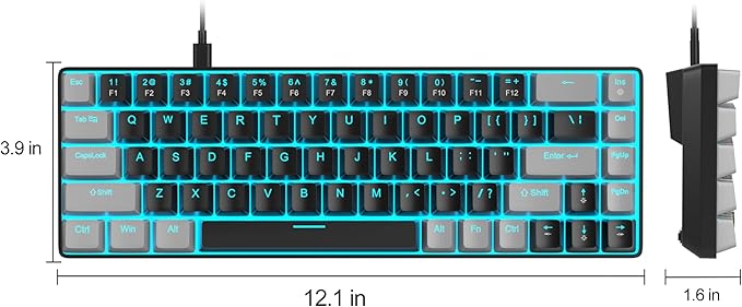 MageGee Portable 60% Mechanical Gaming Keyboard MK-Box LED Backlit Compact 68 Keys Mini Wired Office Keyboard with Red Switch for Windows Laptop PC Mac - Black/Grey
