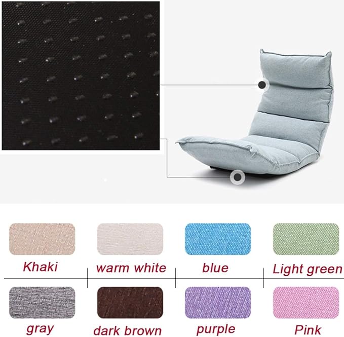 Floor Chair Folding Meditation Chair 6 Gears Adjustable Backrest Gaming Chair No Legs Floor Seating with Independent Liner Brown