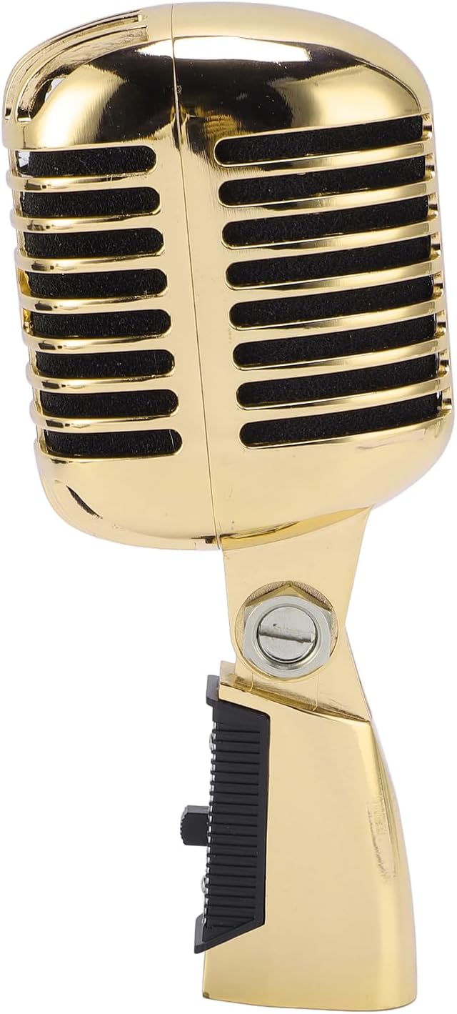 Sanpyl Dynamic Microphone Angle Adjustable Noise Reduction Shockproof Mic for Stage Performance KTV (Gold)