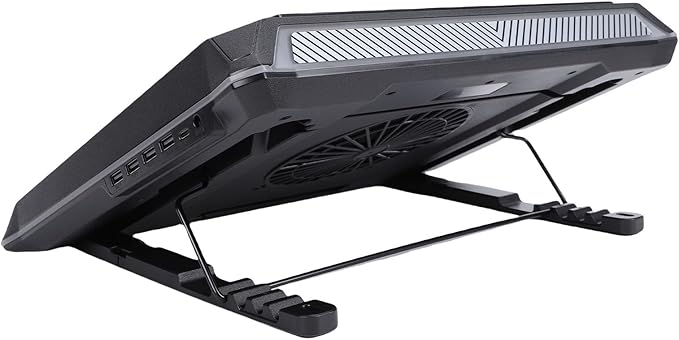 Asixxsix RGB Gaming Laptop Cooling Pad Industrial Grade Fan with 5.5 Inch Powerful Cooling 7 Colors 10 Lighting Modes Height Stand for 15.6-19 Inches Laptops