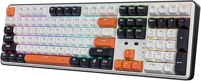 Redragon K689 PRO Wireless Gasket RGB Gaming Keyboard 108 Keys Mechanical Keyboard w/Extra 4 Hotkeys Upgraded Hot-swappable Socket 3-Layer Noise Dampening Round PBT Keycaps Custom Linear Switch
