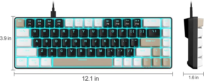 MageGee Portable 60% Mechanical Gaming Keyboard MK-Box LED Backlit Compact 68 Keys Mini Wired Office Keyboard with Brown Switch for Windows Laptop PC Mac - Black/Coffee Color