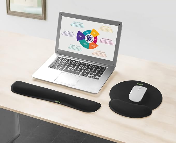 Comfy Mee Premium Memory Foam Keyboard and Mouse Wrist Rest Pads Set- for Comfortable Typing &ampWrist Pain Relief (Pack of 2)