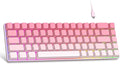 MageGee Portable 60% Mechanical Gaming Keyboard MK-Box RGB Backlit Compact 68 Keys Mini Wired Office Keyboard with Red Switch for Windows Laptop PC Mac - Pink