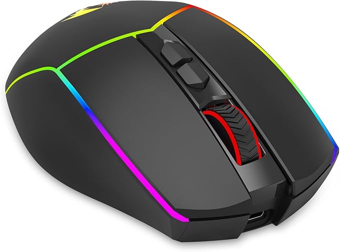Redragon Axe M814 Programmable Wireless Gaming Mouse with RGB Streaming Lights 8 programmable Buttons max 8000DPI15G AccMultifunctional Software Ergonomic Design