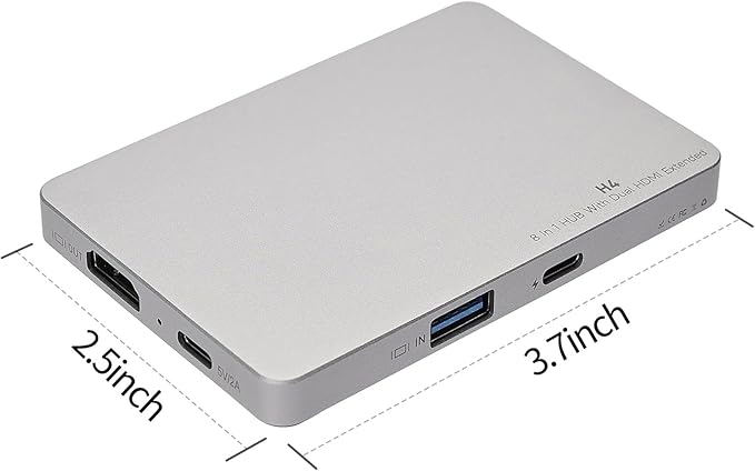 H4 Laptop Screen Extension - 8 in 1 HUB with Dual HDMI Extended 2 HDMI(4K @60Hz)3 USB A&ampC 3.0 Ports Hub for MacBook M1/M2/M3