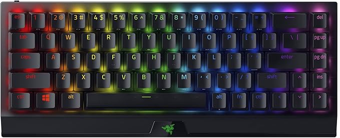 Razer BlackWidow V3 Mini HyperSpeed 65% Wireless Mechanical Gaming Keyboard: Green Mechanical Switches Tactile &amp Clicky - Doubleshot ABS Keycaps - Chroma RGB - Up to 200 Hr Battery - Snap Tap