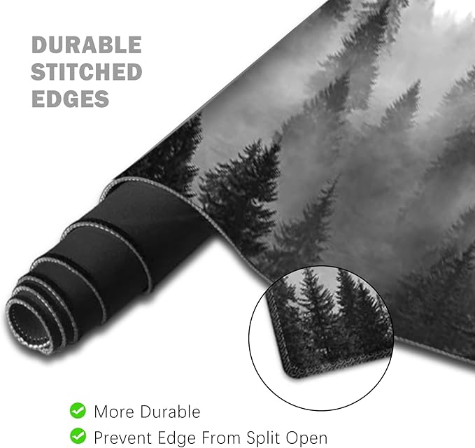ToLuLu Extended Gaming Mouse Pad Memory Foam Ergonomic Keyboard Mouse Wrist Rest Support Set Large Desk Mat with Stitched Edges Non-Slip Base Mousepad for Home Office Game Study Tree Forests